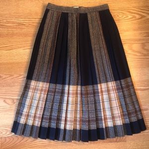 Vintage Pleated Wool Plaid Skirt